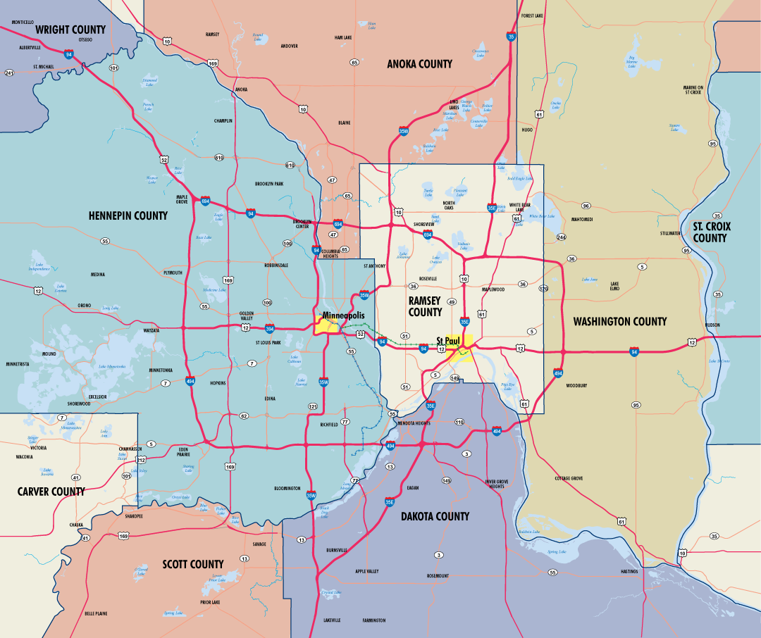 Minneapolis St Paul County Map