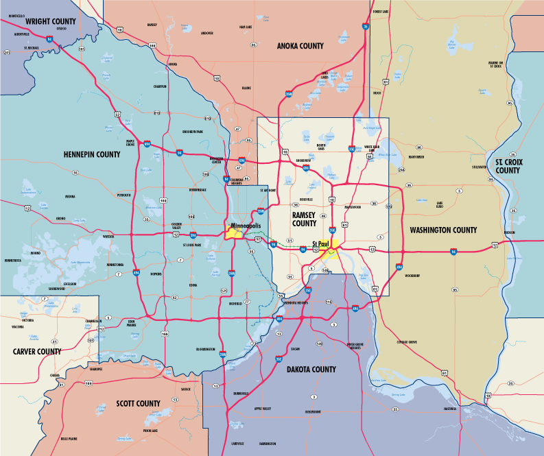 Minneapolis St Paul County Map 